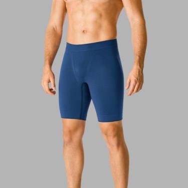 Imagem de Bermuda Masculina Selene Sem Costura Ciclismo e Academia, G, Azul