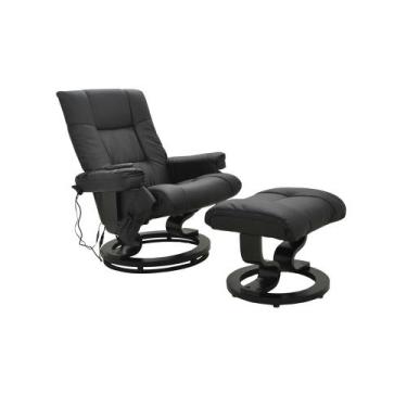 Imagem de Poltrona de Massagem Minnesota Com Puff em Preto e Marrom Vintage - Ri