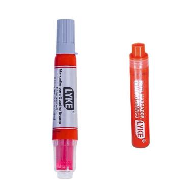 Imagem de Kit Pincel Marcador Quadro Branco Recarregável + Refil Lyke Vermelho