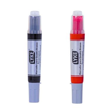 Imagem de Kit 2 Pincel Marcador Quadro Branco Recarregável Lyke Preto E Vermelho