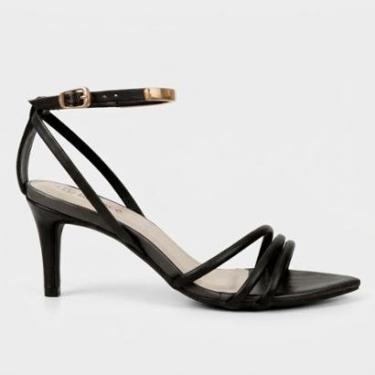 Imagem de Sandália Bebecê Salto Fino Bico Folha Preta-Feminino