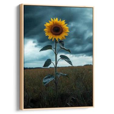Imagem de Quadro decorativo Girassol Solitário Sob Céu de Tempestade - Art Canva