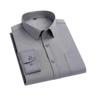Imagem de Camisa Social Masculina Slim Fit Antirrugas De Manga Longa Branca Clás