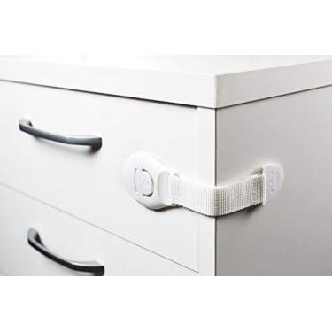 Imagem de Kit 2 Trava Porta E Gaveta Vaso Multiuso Tecido Branco - KaBaby