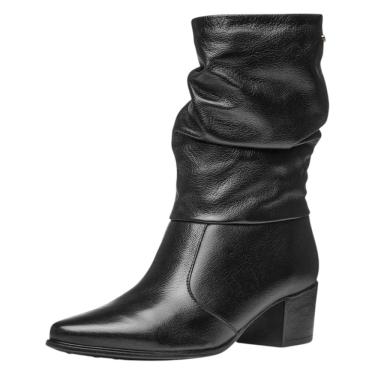 Imagem de Bota Feminina Cano Baixo Couro Maciez Leve Estilo Pegada