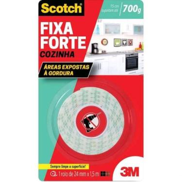 Imagem de Fita Dupla Face Fixa Forte 24 Mm X 1,5 M Cozinha Scotch - 700g - 3m - 