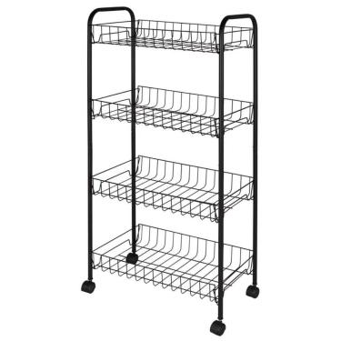 Imagem de Fruteira 4 Andares Preta com Rodas MOR