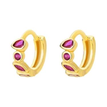 Imagem de Brincos De Zircônia Geométricos Banhados a Ouro Para Mulheres, Joias D