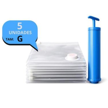 Imagem de Kit 5 Saco a Vácuo Organizador Guarda Roupas Mala Viagem 100x80 Com Bo