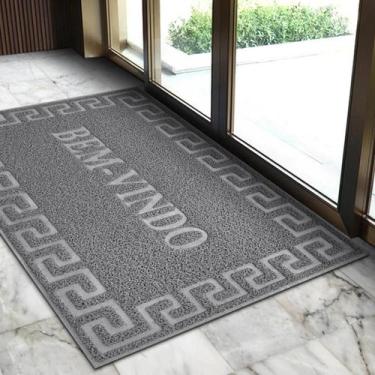 Imagem de 2 Tapete Porta Capacho Bem Vindo Antiderrapante PVC 60x90 Vr - IDEALIZ