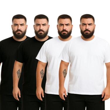 Imagem de Kit 4 Camisetas Masculina Plus Size Lisa Algodão Premium-Masculino