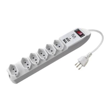 Imagem de Filtro de Linha Wi251 com 6 Tomadas e 2 Entradas Adicionais com Proteção Contra Surtos Elétricos