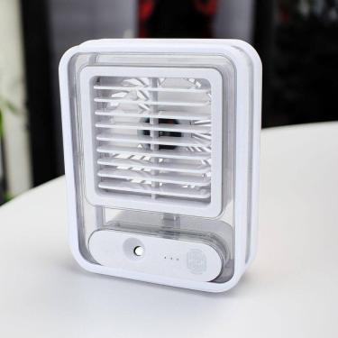 Imagem de Ventilador Portatil Umidifcador Luminaria Usb De Mesa 3 Velocidades Cores Branco