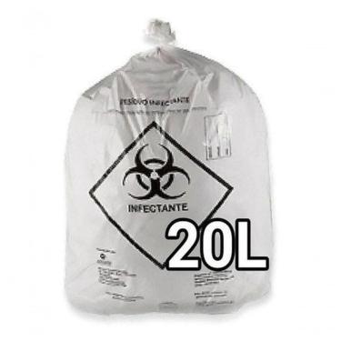 Imagem de Saco de Lixo Hospitalar Sacos de Lixo Infectante 20 Litros 100 Unidades Branco Higipack