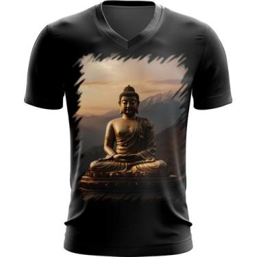 Imagem de Camiseta Gola V Estátua de Buda Iluminado Religião 17 - Zahir Store, B