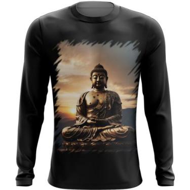 Imagem de Camiseta Manga Longa Estátua de Buda Iluminado Religião 18 - Kasubeck 