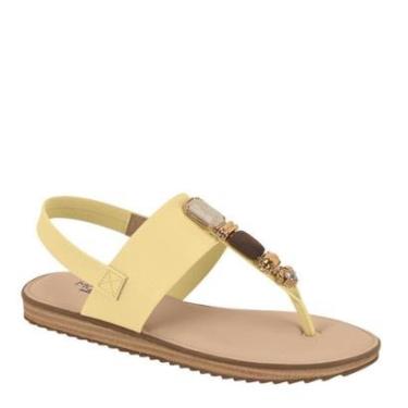 Imagem de Sandália Rasteira Feminina Modare Pedrarias Conforto 7141120 - Manteiga - 35-Feminino