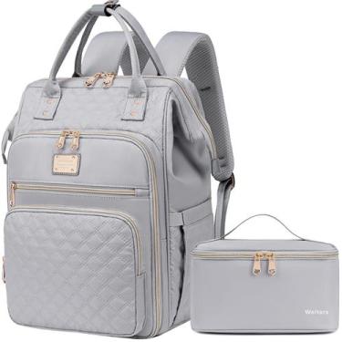 Imagem de Mochila de almoço Weitars para mulheres com laptop de 15,6" cinza