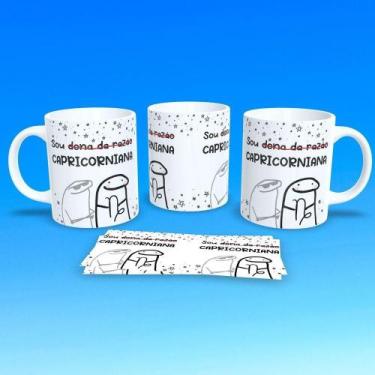 Imagem de Caneca Flork Signos Capricórnio 325ML em Porcelana Decorada Branca Out