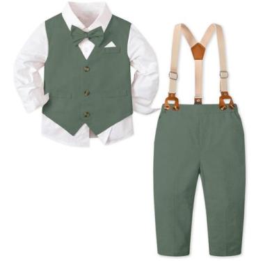 Imagem de Terno de 5 peças para meninos SANGTREE Green Herb de 9 a 12 meses