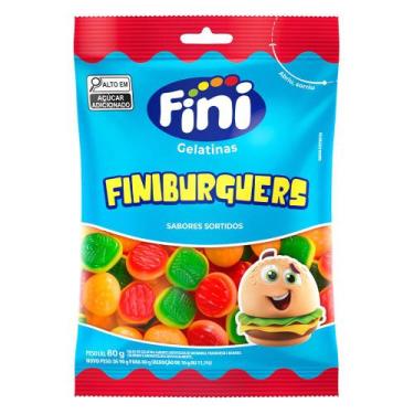 Imagem de Bala de Gelatina Fini Finiburguers Sabores Sortidos Hamburgers 80g