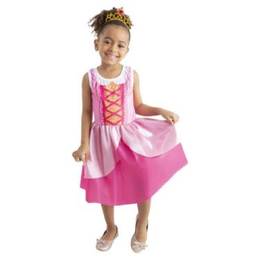 Imagem de Fantasia Princesa Bela Infantil Vestido Rosa Tema de Aniversario Festa