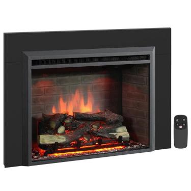 Imagem de Lareira Elétrica de Embutir PuraFlame Western Preta com Kit de Acabamento e Controle Remoto 750/1500W 120V 103.9 cm(L)X73.9 cm(A)