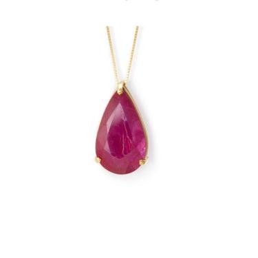 Imagem de Colar Pedra Gota Rubi 45cm Ouro 18K - Ivan Joias