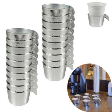 Imagem de Conjunto Copete 20 Porta Copos Descartavel Cantinho Cafe Plastico Crom