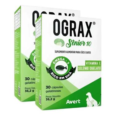Imagem de 2 Ograx Senior 10 Suplemento Alimentar Cães Cão Gatos 30 Cap - Seniox
