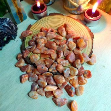 Imagem de Pedra Calcita Laranja Rolada Alegria e Criatividade Pedra Natural - CA