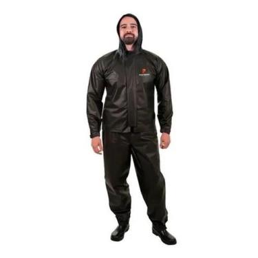 Imagem de Capa De Chuva Impermeável Pvc Pioneira Preta Com Capuz Para Chuva Unis