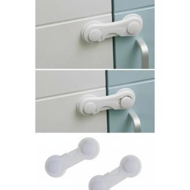 Imagem de Kit 10 Travas Segurança Gaveta Bebê Branco Plástico - Congratulations 