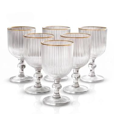 Imagem de Jogo 6 Taças Versalhes Gold 340ml Vidro Borda Dourada Premium - Lehavi