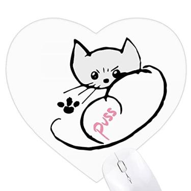 Imagem de Mouse pad Art Deco de coração com mapa de animais de gato Tapete de borracha para escritório