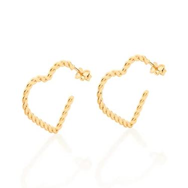 Imagem de Brinco Rommanel Banhado Ouro Argola De Coração Torcido 526763