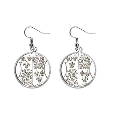 Imagem de Brinco de prata com escudo de folha de leão preto e branco com arte barroca joia feminina