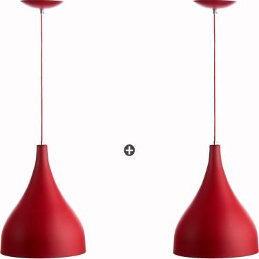 Imagem de Kit 2 Lustres Pd Gota Pequena Alumínio 21cm Soquete E27 Vermelho