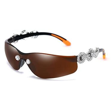 Imagem de Diamond Rimless Sunglasses Women Men Rhinestone Sunglasses Goggle Eyeglasses Shades Luxury Designer Sun Glass,4 tea,china