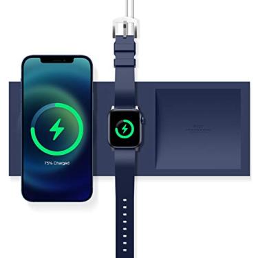 Imagem de elago Bandeja de carregamento Duo para carregador MagSafe e carregador Apple Watch, compatível com iPhone 16/15/14/13/12, capa sem fio AirPods [Jean Indigo] [Cabo de carregamento não incluído]