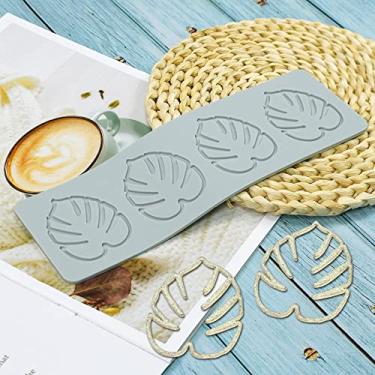 Imagem de Moldes de silicone Fondant Folhas tropicais Tapete de impressão de silicone Molde de pressão de pasta de goma para bolo Chocolate Cupcake Decoração de bolos Toppers Doces Cookies Resina Açucararia (A_24 x 7 x 0,3 cm)