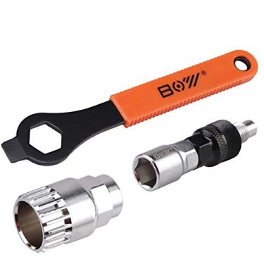 Imagem de Domary Chave de bicicleta, Extrator de manivela de bicicleta removedor de suporte inferior com chave de boca de 16 mm Ferramenta de remoção de manivela de bicicleta Kit de ferramentas de reparo de bic