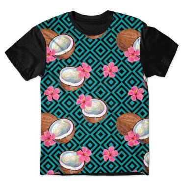 Imagem de Camiseta As Braba Masculina Cocos e Flores Full Print