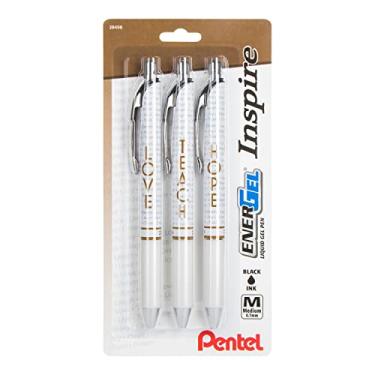Imagem de Pentel EnerGel Inspire Love/Teach/Hope (0,7 mm), linha média, tinta preta, pacote com 3 (BL77INSPBP3M1)