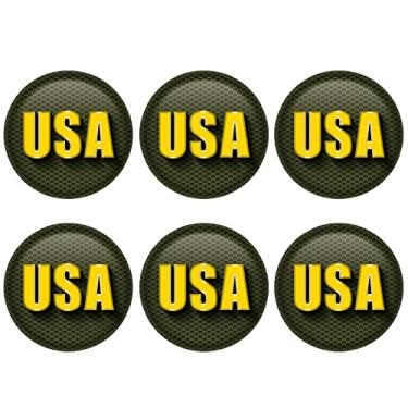 Imagem de Beistle 6 peças pinos de crachá com botão de pino EUA EUA para decoração patriótica de 4 de julho suprimentos e lembrancinhas para festa do dia da independência, 5 cm, verde escuro/amarelo