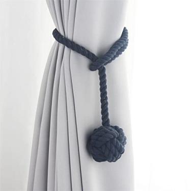 Imagem de peças cortina de borla artesanal acessórios de quarto fivela de cortina corda decoração de casa franja de janela de retenção, verde escuro, 4 peças