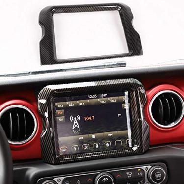 Imagem de Painel de controle de navegação GPS de 8,4 polegadas com acabamento para Jeep Wrangler JL JLU e 2020 Jeep Gladiator JT (fibra de carbono)