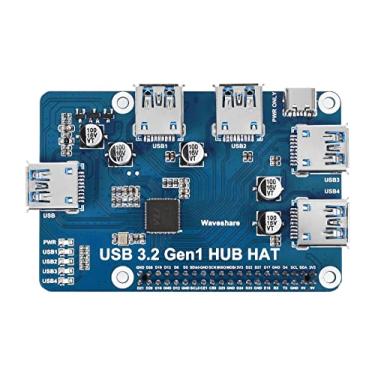 Imagem de Waveshare USB 3.2 Gen1 HUB HAT for Raspberry Pi 4x USB 3.2 Gen1 Ports Driver-Free Plug and Play