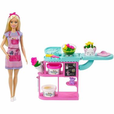 Imagem de Conjunto e Boneca - Barbie Profissões - Loira - Florista -  Loja Floricultura - Mattel