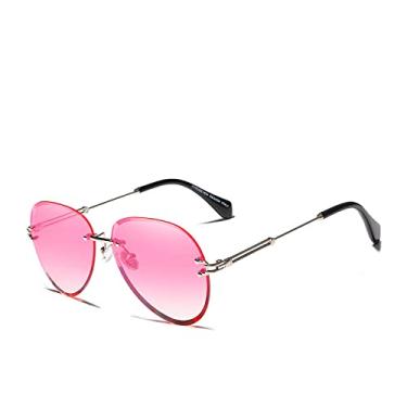 Imagem de Óculos de sol de moda vintage óculos de sol feminino sem aro lente gradiente designer óculos de sol feminino, 4, tamanho único